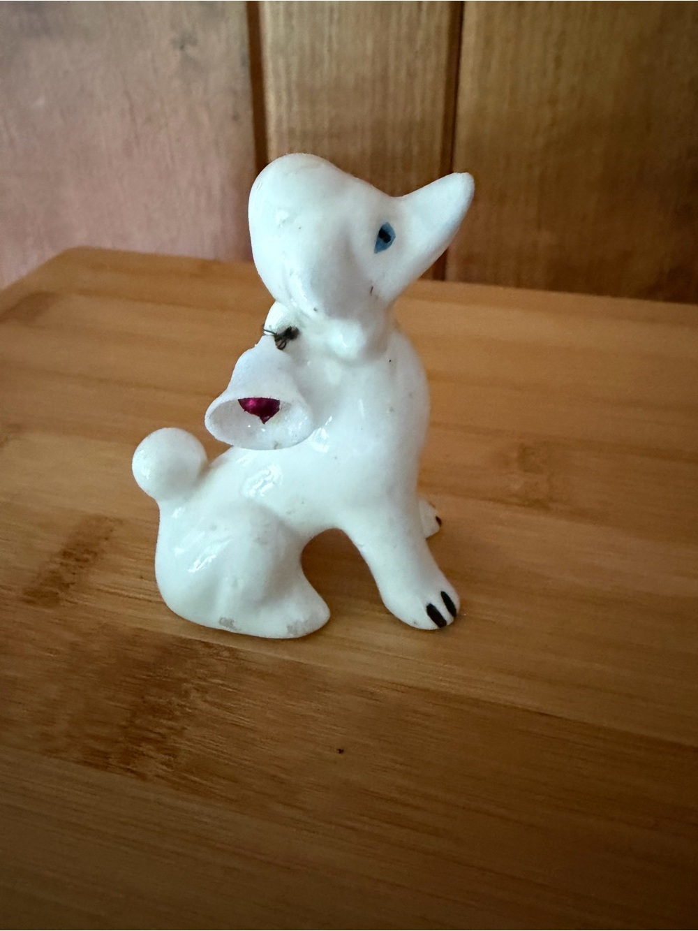 Vintage Midcentury Modern White Porcelain Poodle Dog Figurine Small Pets Decor